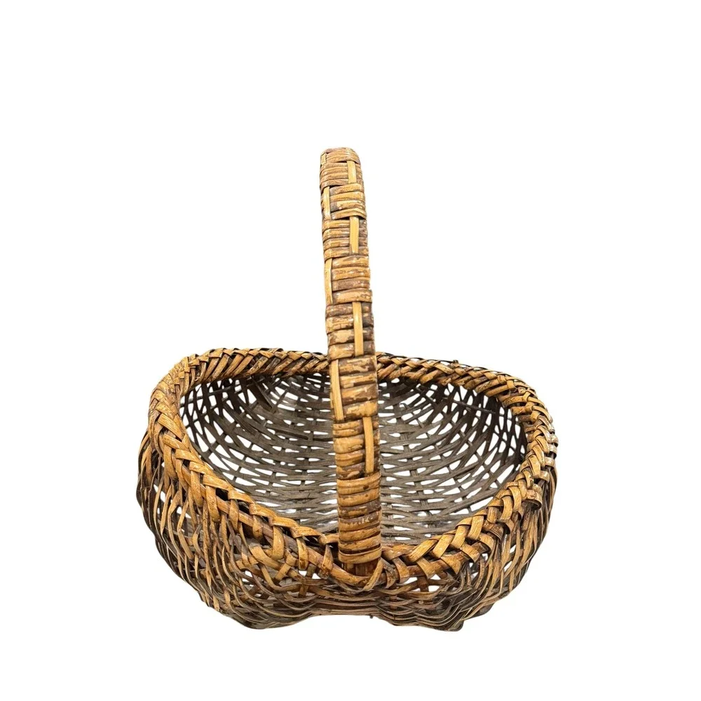 Vintage‎ Woven Buttocks Basket Rustic Primitive Wicker Gathering Farmhouse Decor